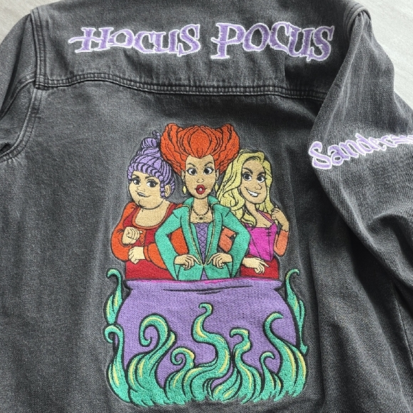 Cakeworthy Disney Hocus Pocus Black Washed Denim Jacket with Lavender Embroidery - Picture 5 of 7